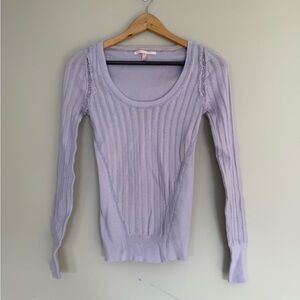 Y2K Victoria's Secret Light Purple Ribbed Scoop Neck Long Sleeve Knit Top Sz XS